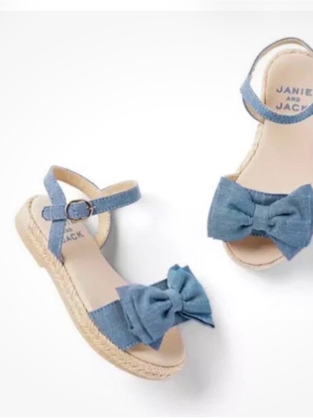 Janie and Jack Denim Blue Bow Espadrille Sandals